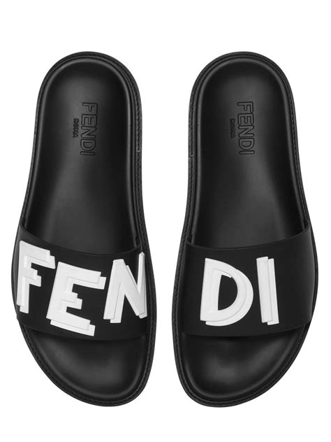 fendi men's slide sandals|fendi block heel sandals.